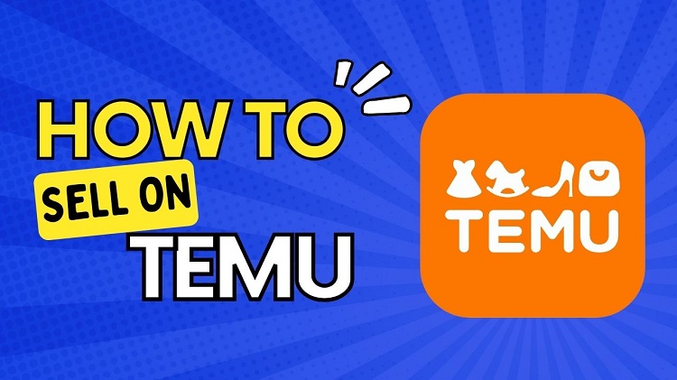 "Step-by-step guide to selling on Temu, showing a seller setting up an online store on the platform."